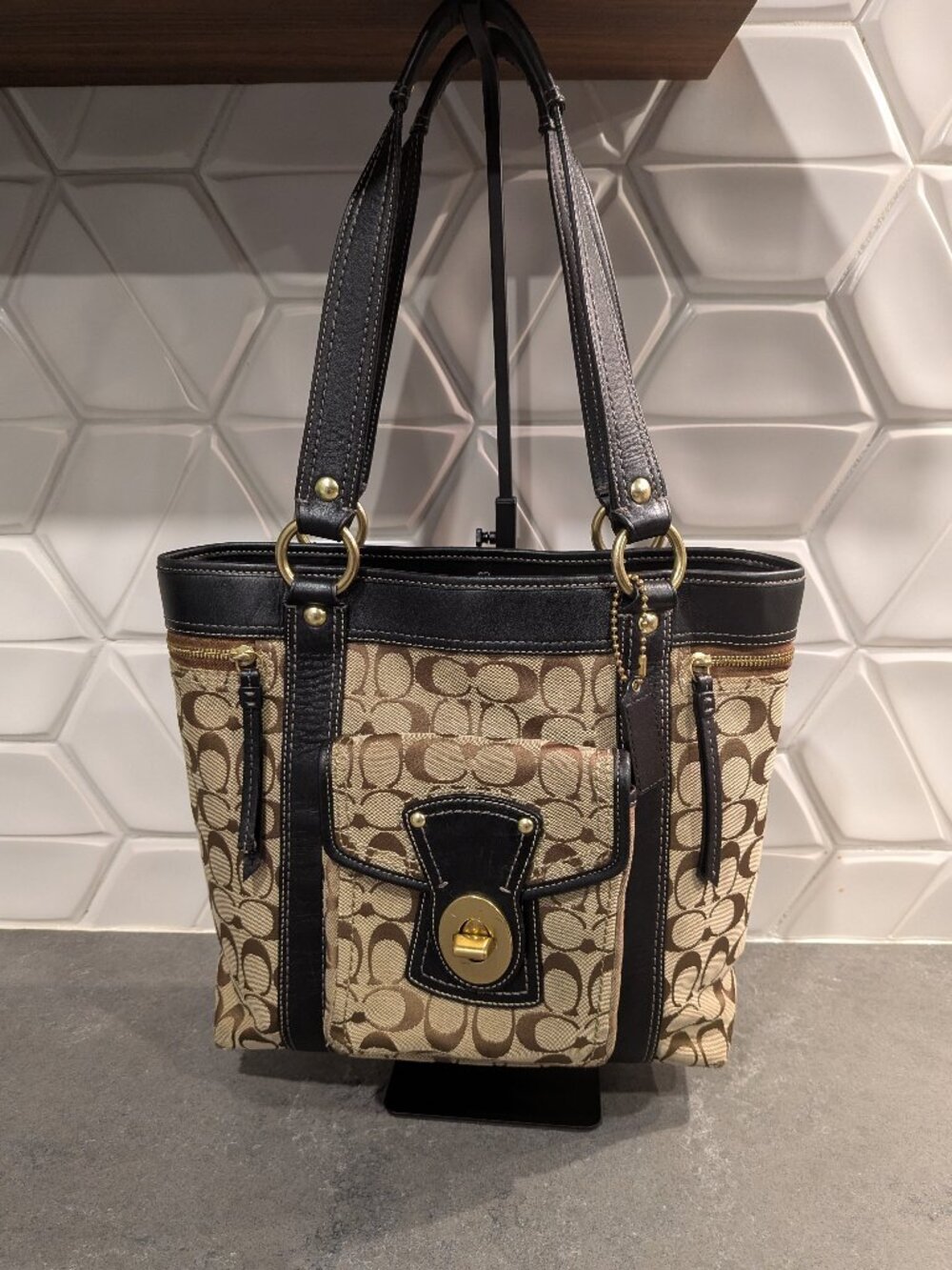 COACH Leather And Canvas Tote Bag, Vintage, Y2K Era, Excellent Condition
